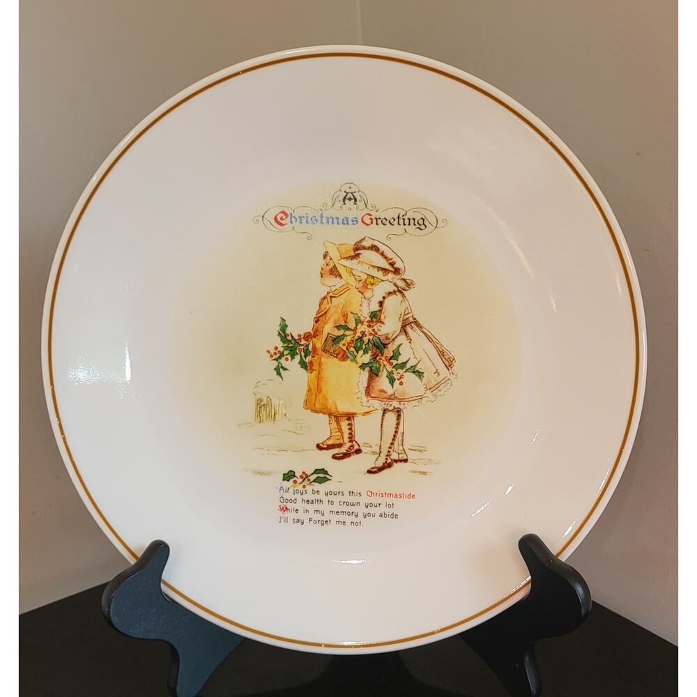 Vintage Corelle Christmas Greeting Plate Holiday Collectible Winter Scene
